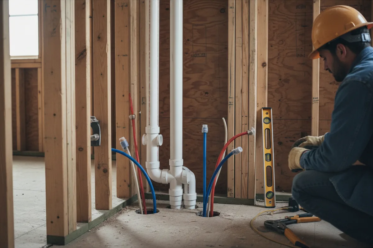 Drain and supply rough-in during Garbage Disposal Repair in Broussard