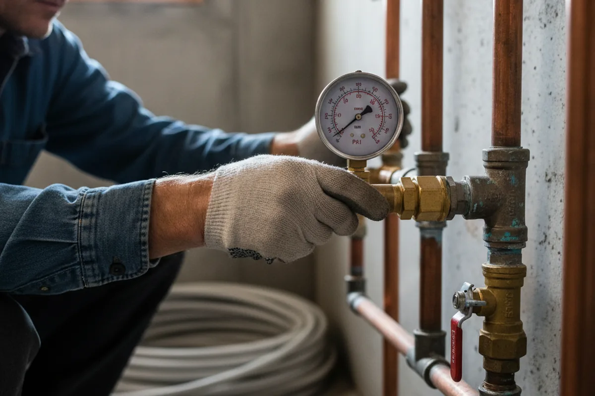 Pressure testing a repaired line during Water Line Repair in Broussard